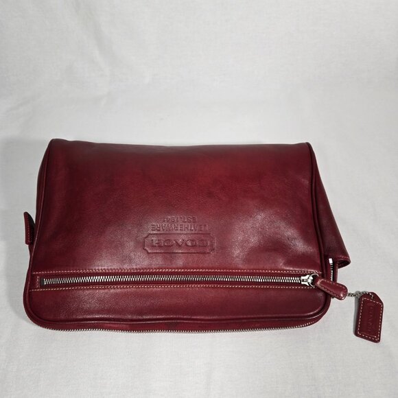 Vintage COACH Red Cowhide Leather Large Clutch Travel Handbag G04S-5068 UNISEX. - Picture 7 of 17